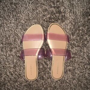 Transparent pink 2 strap sandals
